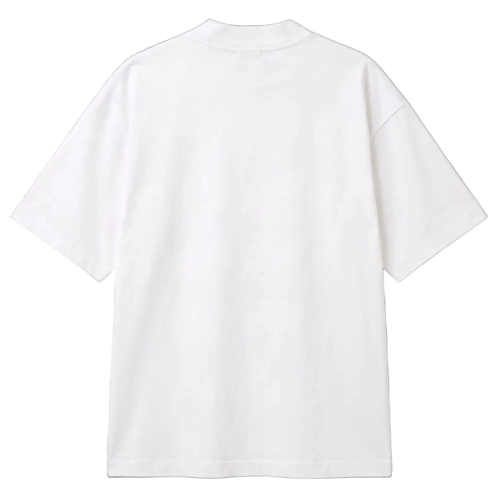 A plain white short-sleeve crewneck t-shirt shown from the back, laid flat against a clean white background.