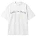 A white short-sleeve crewneck t-shirt featuring the text 'CHELSEA GRAYS' printed in gray across the chest, displayed on a clean white background.